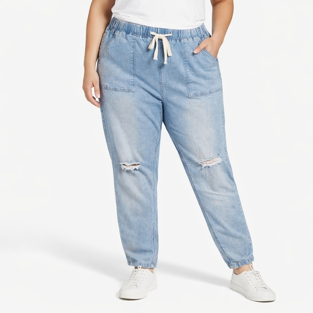 Casual Blue Straight Leg Jeans for Women